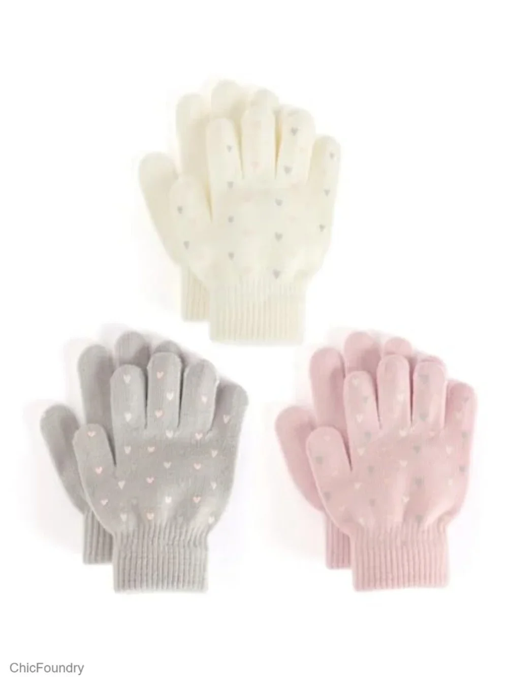 Kids Winter Gloves - 3 Pack - Soft Acrylic Spandex Knit Gloves for Cold Weather